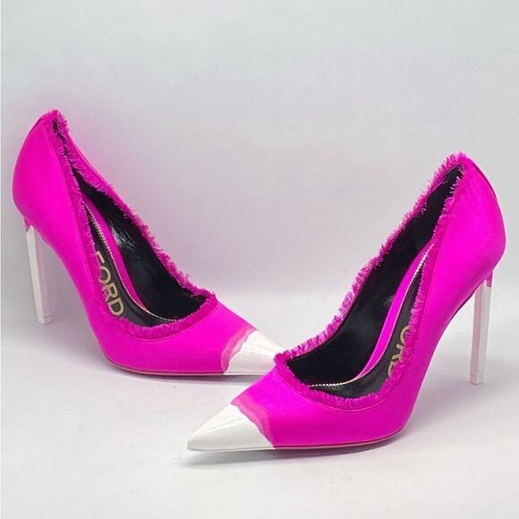 Tom Ford Frayed Dégradé Satin Pumps Pink size 38 - Picture 4 of 16